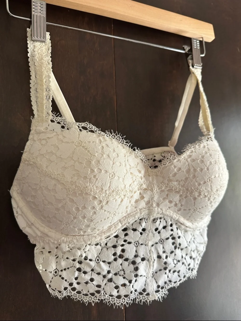 PINK Victoria's Secret Cream Lace Longline Bralette